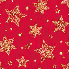Bieżnik na stół Christmas Shine 40cm x 24m czerwony z gwiazdkami, imitacja tkaniny Airlaid