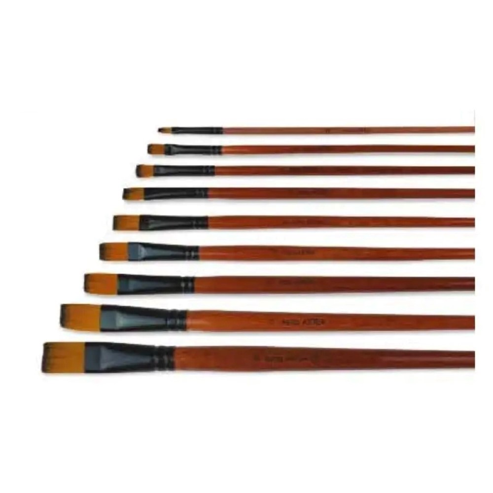 Pędzel Nylonowy Płaski 1szt NR 10ASTRA Profesjonalny pędzel nylonowy płaski służy do malowania farbami akrylowymi, olejnymi i temperami. Jego elastyczne i miękkie włosie doskonale chłonie medium i precyzyjnie przenosi pigment na papier lub płótno. Jednocześnie nie pozostawiając śladów pocią...