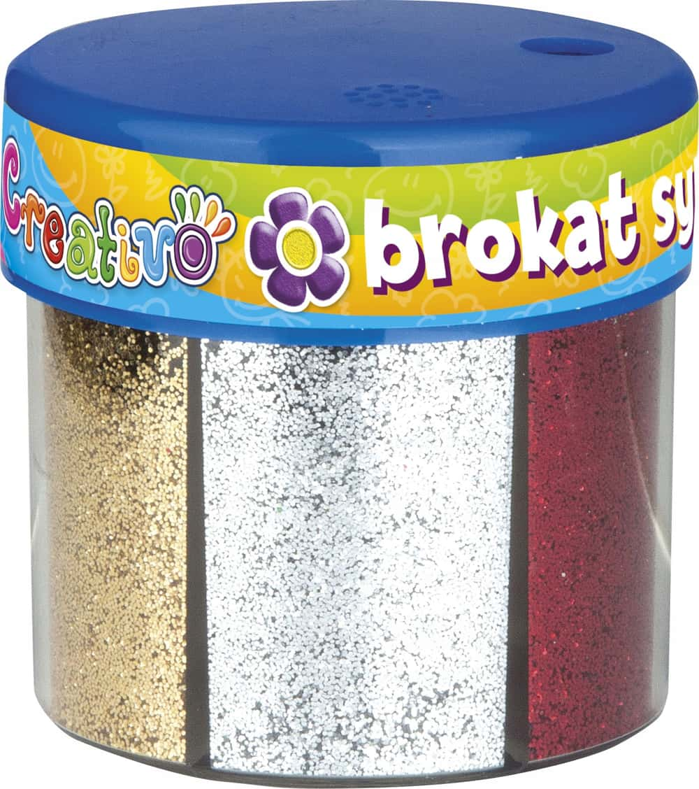 Brokat przeznaczony jest do dekoracji prac plastycznych, ozdób świątecznych, papieru, scrapbookingu. Można nim również dekorować przedmioty wykonane m.in. z gliny, masy solnej. Opakowanie zawiera 6 kolorów w mix. Pojemność opakowania: 50g