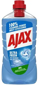 AJAX Płyn uniwersalny 1L ULTRA FRESH, niebieska butelka z czerwoną nakrętką, uniwersalny środek czyszczący.