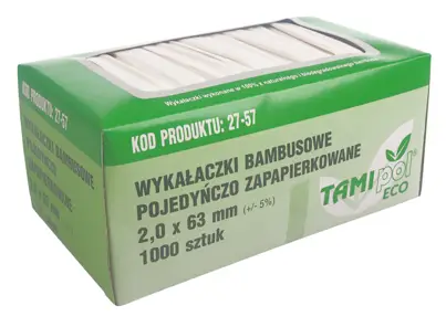 Wykałaczki drewniane higieniczne 1000szt pojedyńczo zapapierkowane