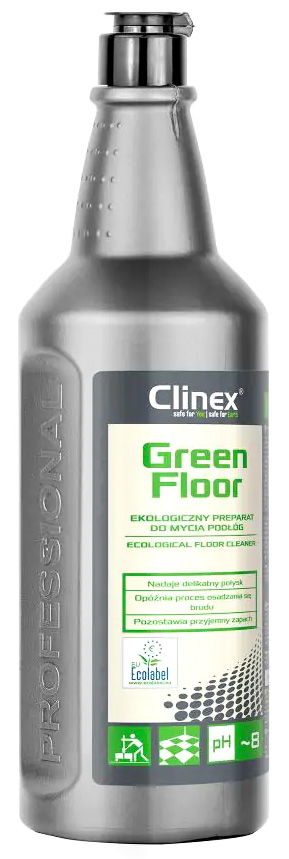 Płyn do mycia podłóg Clinex Green Floor 1L w metalowej butelce z dozownikiem