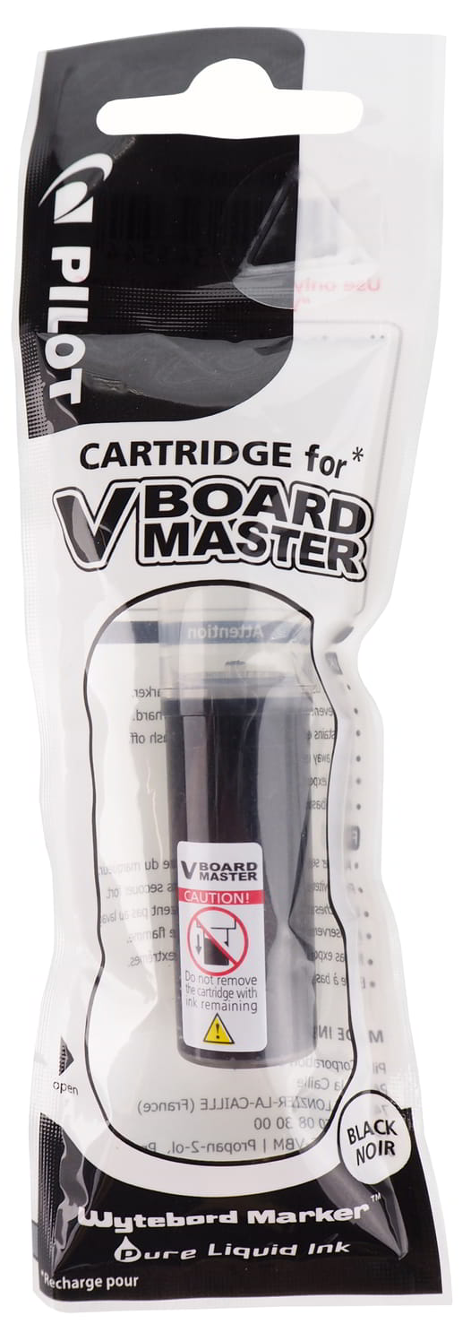 Wkład do markera suchościeralnego PILOTV board master CZARNY Nabój do markerów suchościeralnych Pilot V-Board Master. Wypełniony specjalnym tuszem o niezwykle intensywnych kolorach, dzięki czemu napis na tablicy jest widoczny nawet z dużej odległości. Kolor: czarny.