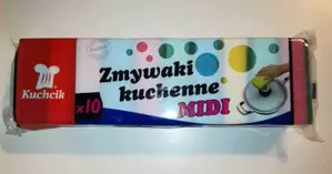 Zmywak kuchenny MIDI 10 sztuk, kolorowe zmywaki z warstwą szorującą w opakowaniu