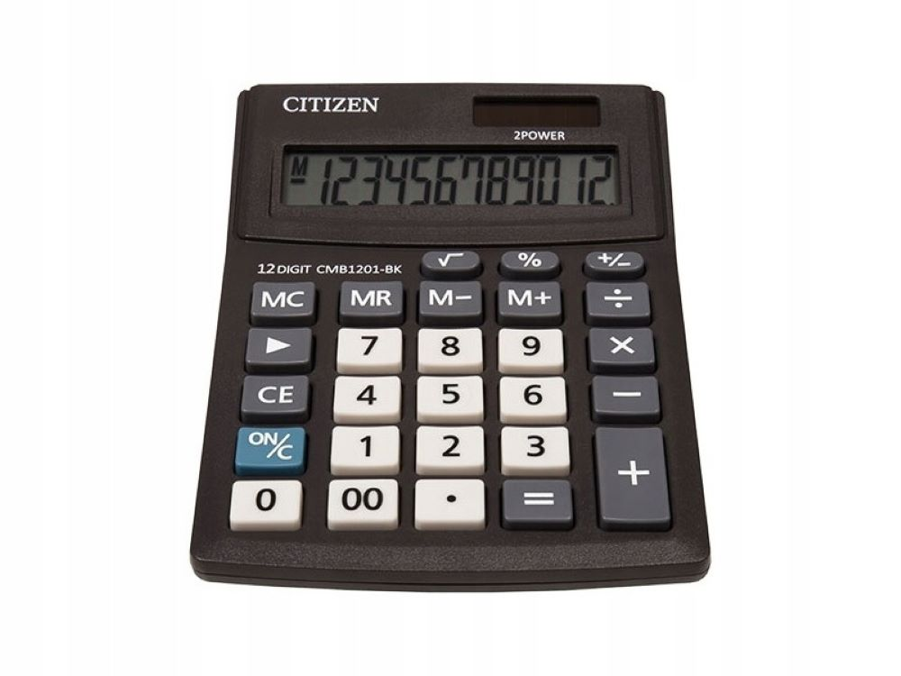 Kalkulator Citizen CMB1201-BK czarny, 12-cyfrowy, zasilany bateryjnie z wyświetlaczem LCD