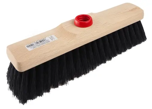 Tradycyjna miotła domowa z syntetycznym włosiem i plastikową oprawą. Posiada rozszczepione na końcach włókna, co poprawia skuteczność zbierania śmieci i kurzu. Uniwersalny gwint - pasuje do miotły domowej.

