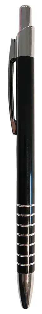 Długopis metalowy z wymiennym wkładem. Korpus wykonany z aluminium, pozostałe części metalowe, chromowane. Wkład niebieski (Sorento).
Grubość linii pisania - 0.7 mm. Wymiary - długość: 14 cm. Mix kolorów