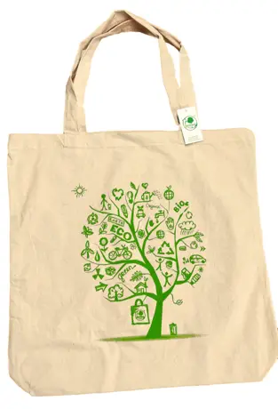 Torba zakupowa 45x45x8 nadruk "Drzewo" GAM  bawełniana z dnem, długie ucho