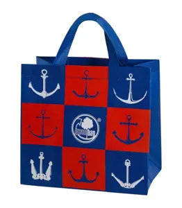 Torba zakupowa 32x30x18 granatowa GAM "Kotwice w szachownicy"