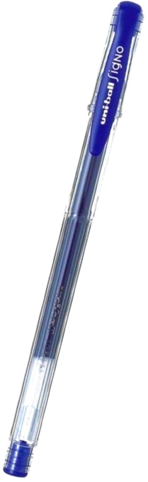 Długopis żelowy UNI UM-100, posiada pigmentowy tusz, wodoodporny i odporny na blaknięcie. Średnica kulki piszącej: 0,5mm, grubość lini pisania: 0,3mm.
