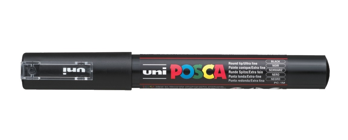 Marker z Farbą plakat.UNI PC-1M POSCACzarny nr 24 Marker POSCA PC-1M czarny z zaokrągloną końcówką ultra fine do pisania i malowania po różnych powierzchniach