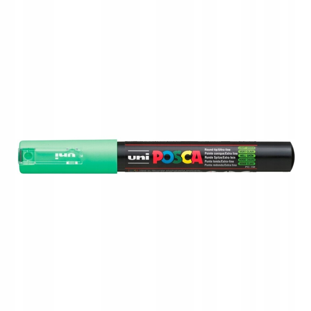 Marker POSCA PC-1M w jasno-zielonym kolorze z farbą do pisania po różnych powierzchniach.