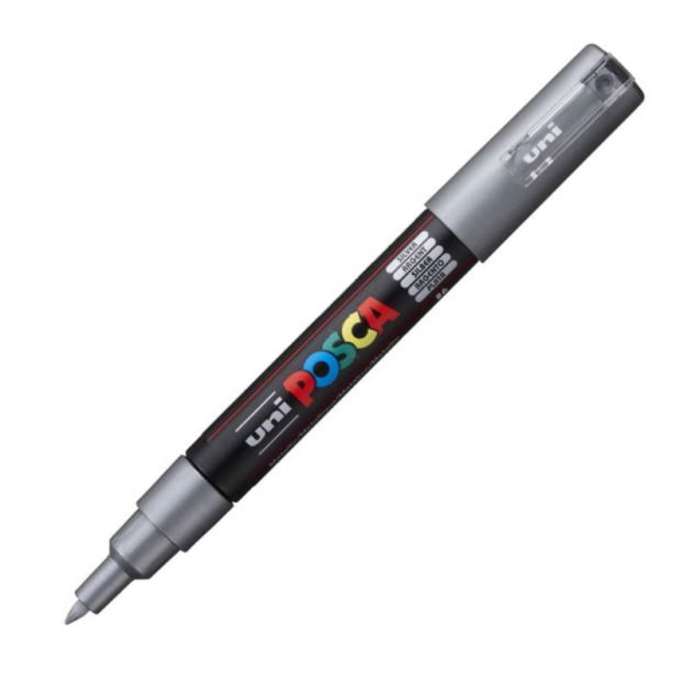 Marker POSCA PC-1M srebrny z farbą plakatową, grubość linii 0,7-1,0mm