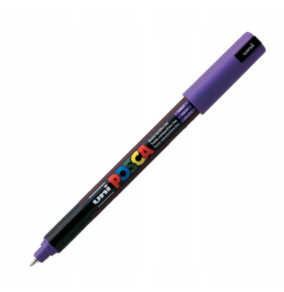Marker UNI Posca PC-1MR fioletowy, uniwersalny do pisania i malowania na różnych powierzchniach.