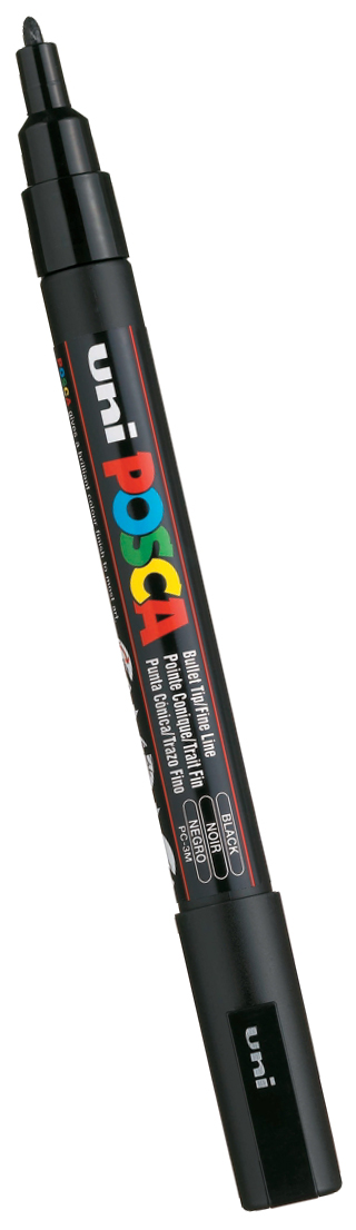 Marker POSCA PC-3M czarny z zaokrągloną końcówką 0,9-1,3mm do pisania na różnych powierzchniach.