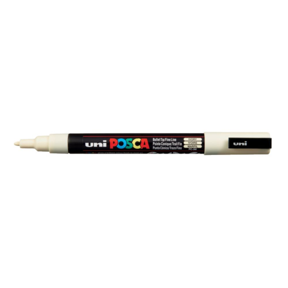 Marker Uni POSCA PC-3M w kolorze kości słoniowej do pisania i malowania na różnych powierzchniach.