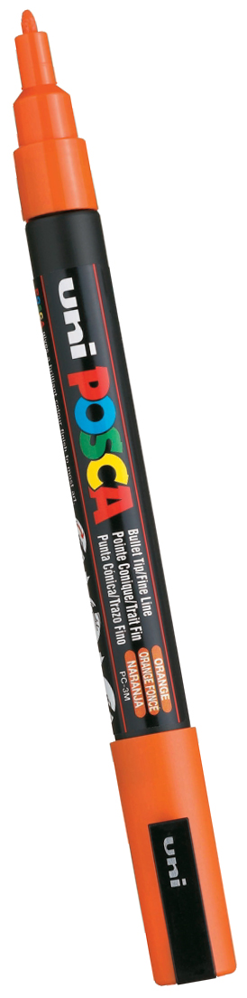 Marker Posca PC-3M pomarańczowy z farbą plakatową do pisania po każdej powierzchni.