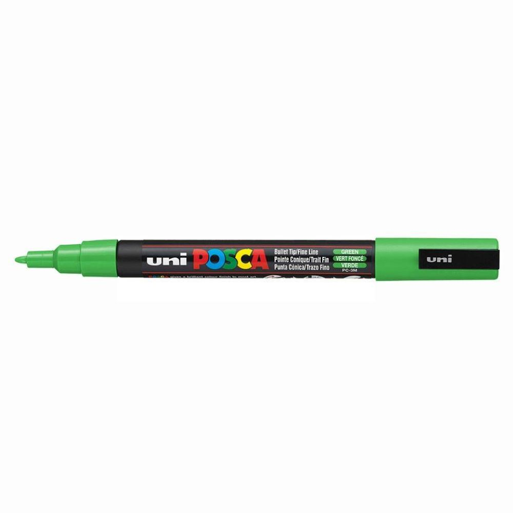 Marker POSCA PC-3M zielony średni z zaokrągloną końcówką, uniwersalny do pisania po różnych powierzchniach.