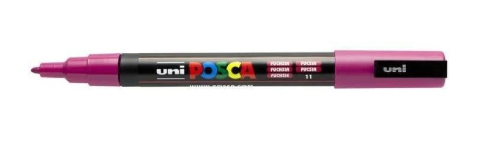Marker POSCA PC-3M fuksjowy z końcówką do pisania, uniwersalny do różnych powierzchni