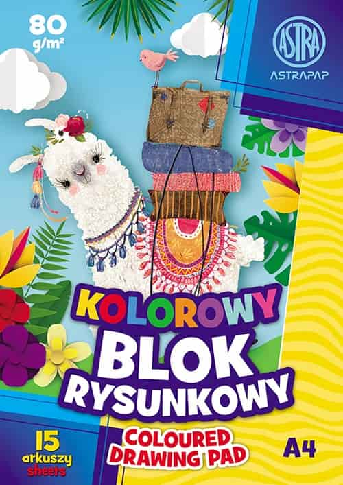 Blok rysunkowy Astra A4 15 kartek kolorowe kartki 80g/m2