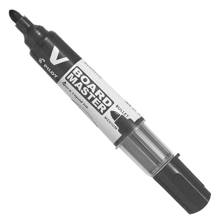 Czarny marker Pilot Board Master do tablic suchościeralnych, system V-System, wymienne opakowanie z płynnym atramentem, końcówka bullet 2,3mm.