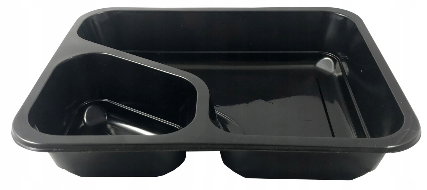 Pojemnik obiadowy do ZGRZEWU II dzielny CZARNY 227/178/ 45 80szt NIESYMETRYCZNY Pojemnik obiadowy do ZGRZEWU II dzielny CZARNY 227/178/ 45 80szt NIESYMETRYCZNY