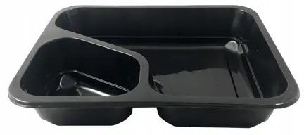 Pojemnik obiadowy do ZGRZEWU II dzielny CZARNY 227/178/ 45  80szt  NIESYMETRYCZNY