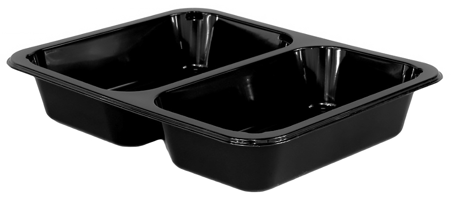 Pojemnik obiadowy do ZGRZEWU II dzielny CZARNY 227/178/ 45  80szt  SYMETRYCZNY