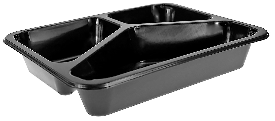 Pojemnik obiadowy do ZGRZEWU III dzielny CZARNY 227/178/ 45  80szt