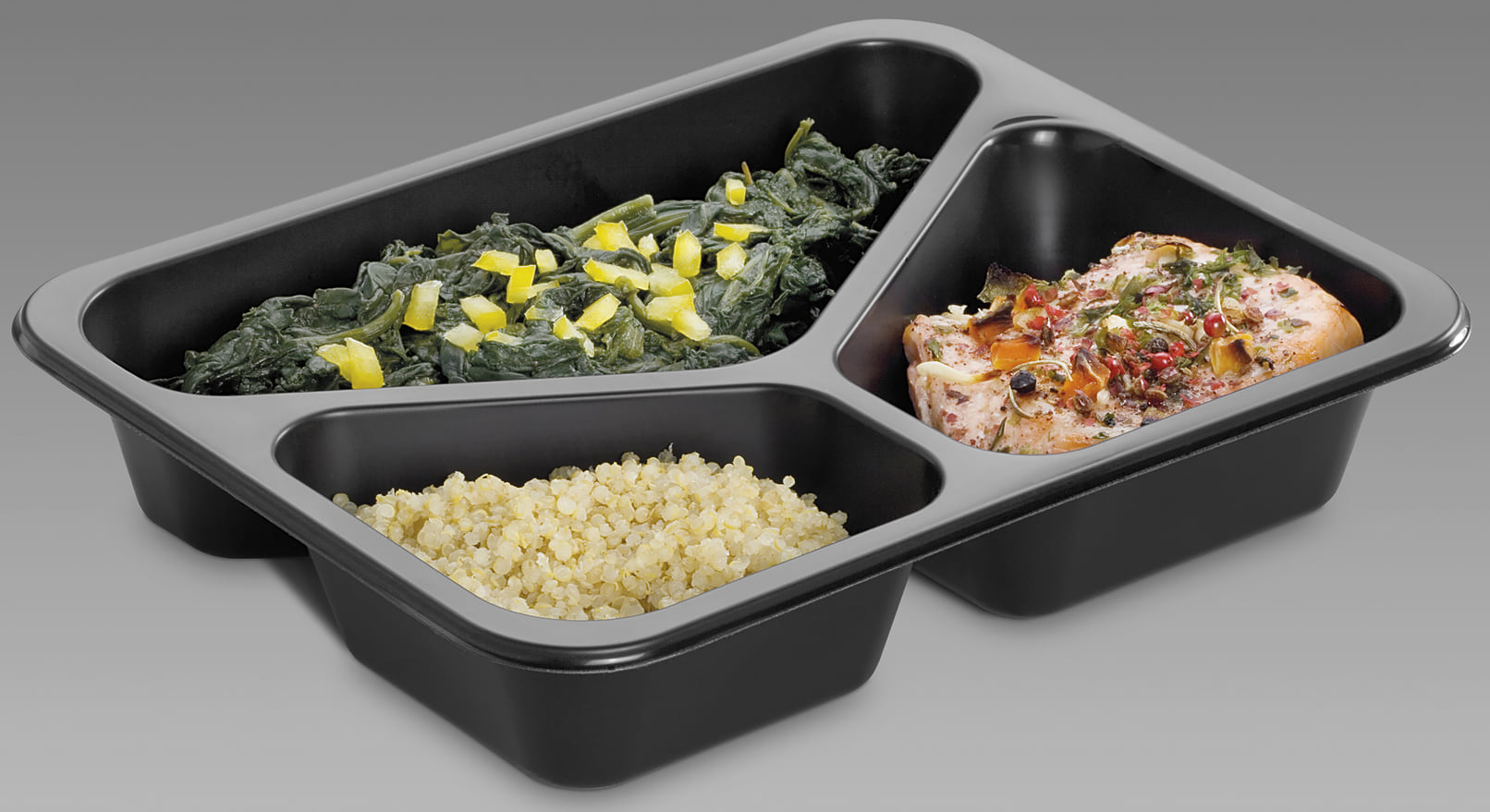 Pojemnik obiadowy do ZGRZEWU III dzielny CZARNY 227/178/ 45  80szt