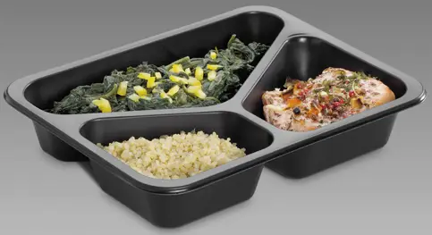 Pojemnik obiadowy do ZGRZEWU III dzielny CZARNY 227/178/ 45  80szt