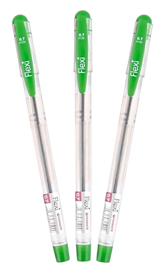 Długopis FLEXI Penmate 0,7mm ZIELONY Lexi 5 Flexi, niklowo-srebrna końcówka, wodoodporny tusz o intensywnym, nieblaknącym kolorze zielonym.
Grubość lini pisania: 0,7m.
