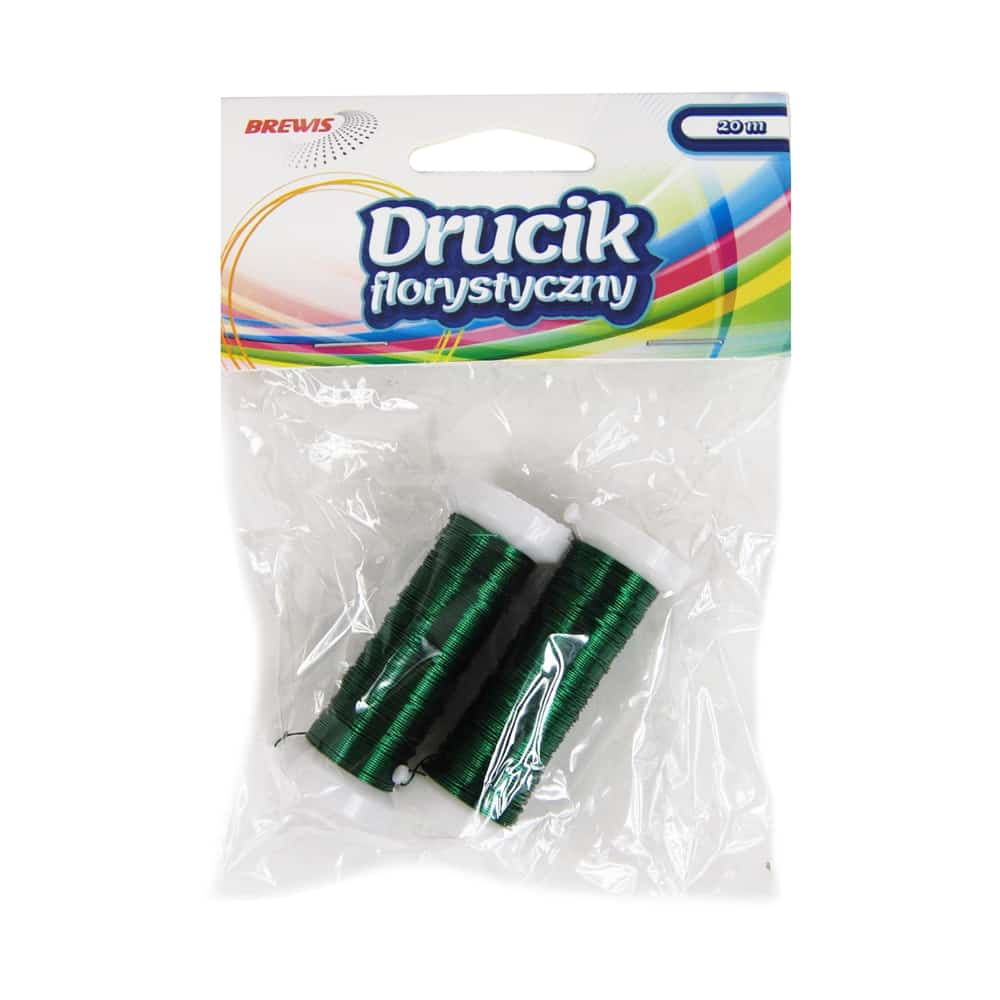 Drucik florystyczny 20m w kolorze zielonym, opakowanie zawiera 2 sztuki na szpulkach
