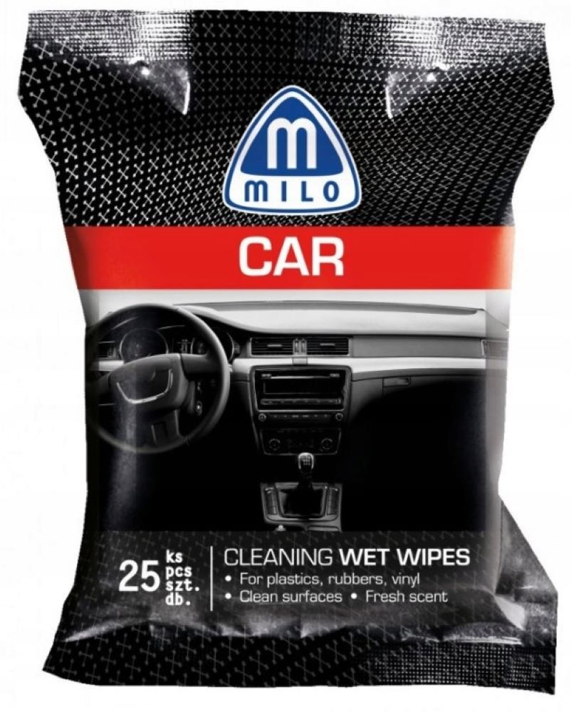 Chusteczki nawilżane MILO CAR 25 sztuk do czyszczenia wnętrza samochodu