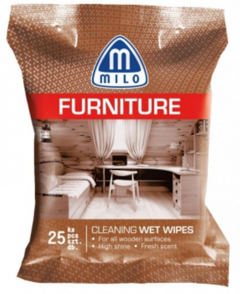 Chusteczki nawilżane MILO FURNITURE do czyszczenia mebli, opakowanie 25 sztuk