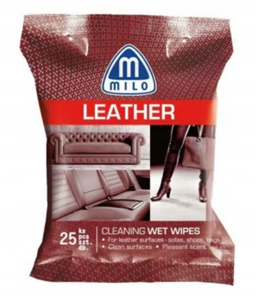 Chusteczki nawilżane MILO LEATHER 25 sztuk do czyszczenia skóry, opakowanie zmieniane.