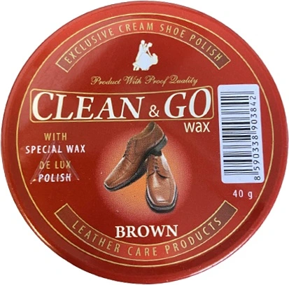 Pasta do butów CLEAN&GO brązowa w puszce 40g z woskiem do pielęgnacji skóry.