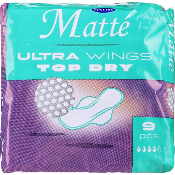 Podpaski Matte Ultra Wings Top Dry ze skrzydełkami, 9 sztuk w opakowaniu