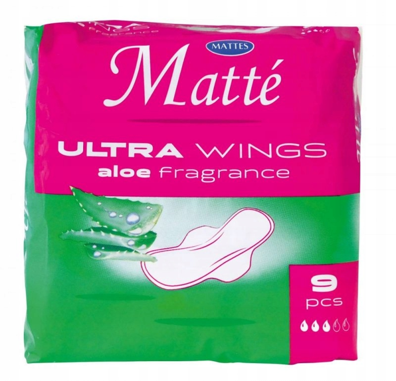 Podpaski MATTES Ultra Wings ze skrzydełkami 9szt w opakowaniu, zapach aloe vera.