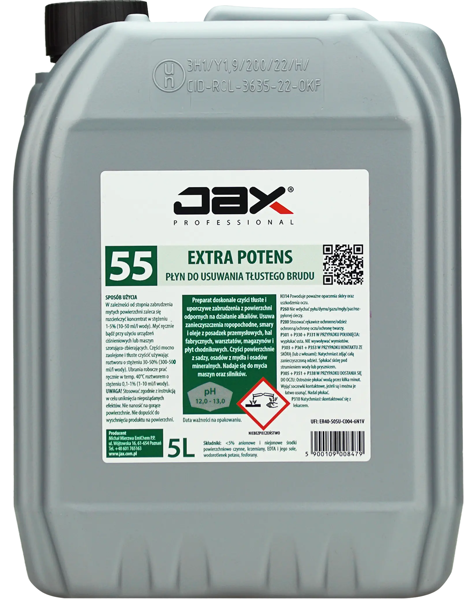 JAX Extra Potens płyn do usuwania tłustego brudu 5 litrów w kanistrze