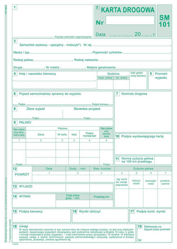 DR Karta Drogowa A5/Czas Pracy Kierowcy Druki akcydensowe przeznaczone do wypełniania, wykorzystywane w czynnościach urzędowych, handlowych. Niezbędne w funkcjonowaniu firm, urzędów i innych jednostek zgodnie z obowiązującymi normami prawnymi.