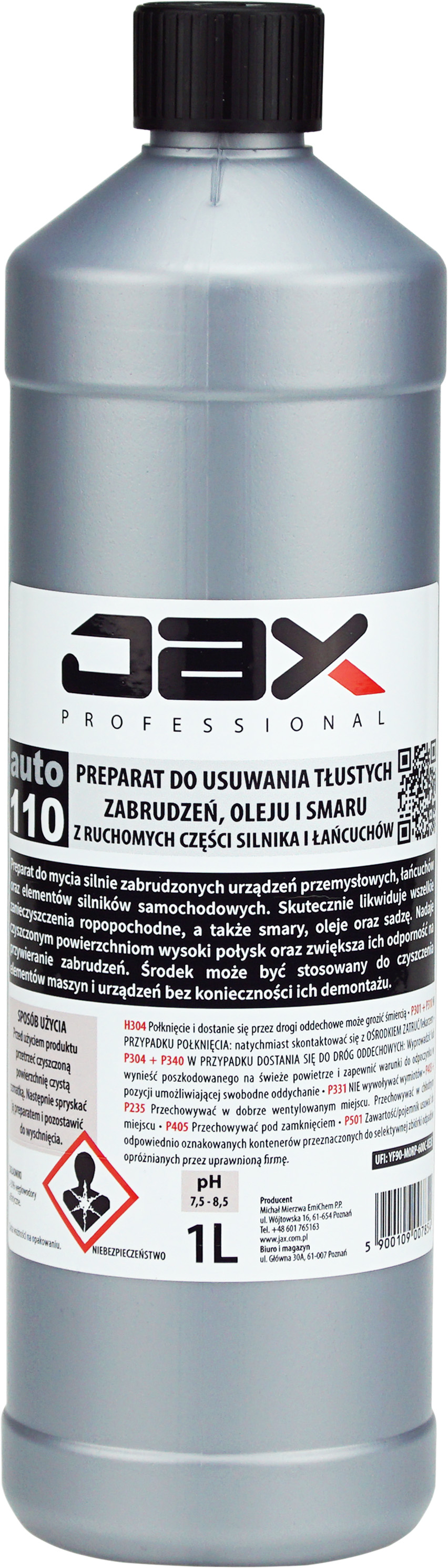JAX Płyn na tłuste zabrudzenia olej i smary 110 1L do ruchomych części silnika i łańcuchów