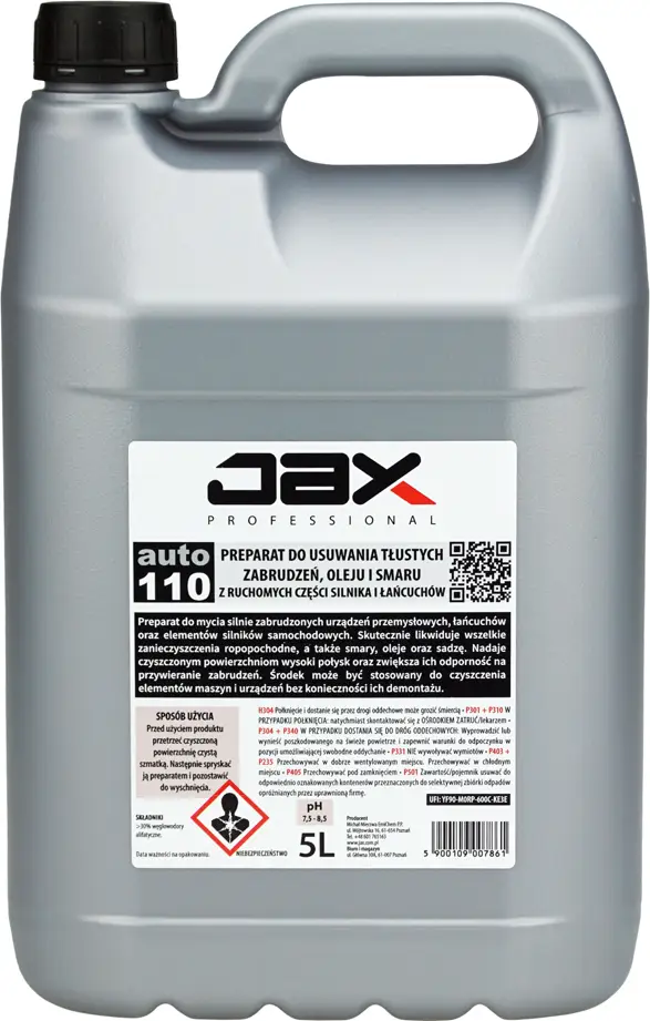 JAX Płyn na tłuste zabrudzenia, olej i smary 110 5L na ruchome części silnika i łańcuchy