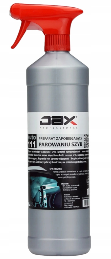 JAX Antypara preparat zapobiegający parowaniu szyb 1L w butelce z rozpylaczem