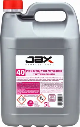 JAX Mycie naczyń w zmywarkach 5L Profesional z aktywnym Chlorem