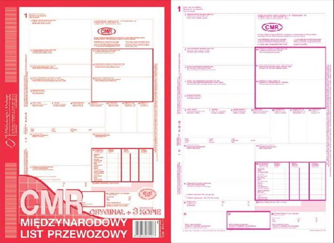 DR CMR A4 4-składka (oryg.+3 kop)Typ 800-1 Międzynarodowy list przewozowy CMR A4 4-składka oryginał i 3 kopie typ 800-1