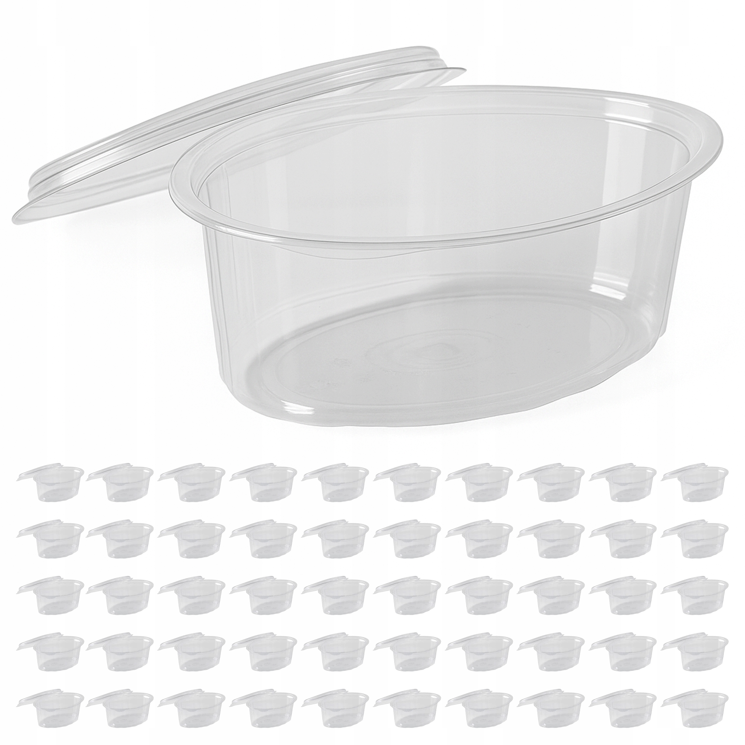 Pojemnik na sos z przykrywką 50ml, przezroczysty plastikowy, 50 sztuk