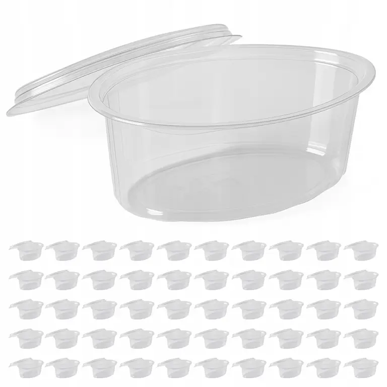 Pojemnik na sos z przykrywką 50ml, przezroczysty plastikowy, 50 sztuk