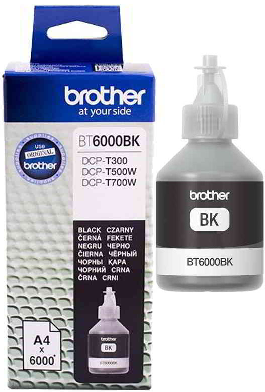 Tusz Brother BT6000BK czarny w butelce 108ml do drukarek DCP-T300/T500/T700.