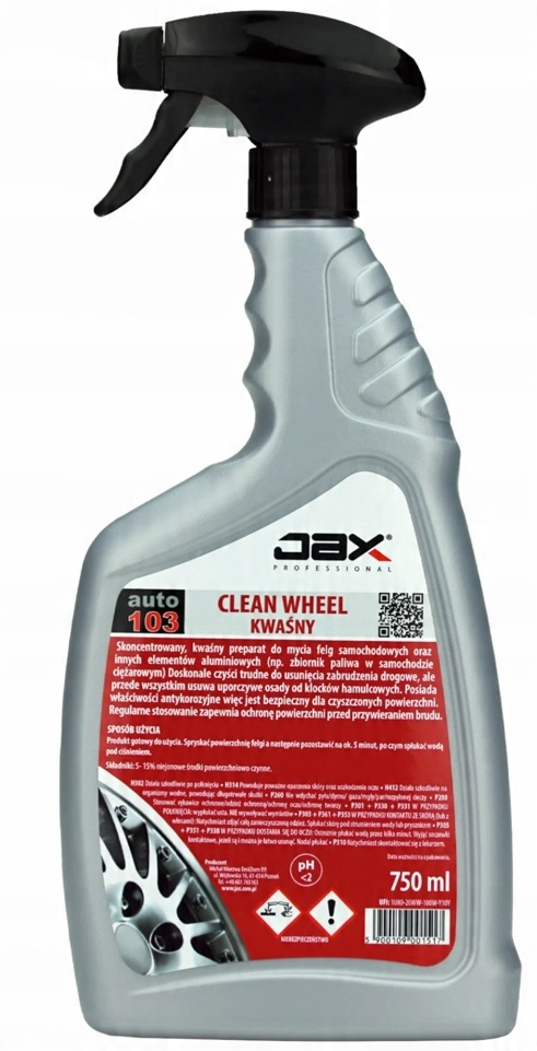JAX Clean Wheel kwaśny płyn do mycia felg 750ml spray